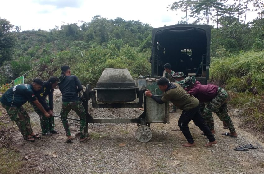  Satgas TMMD ke 127 Turunkan Mesin Molen Untuk Bantu Percepatan Pembuatan Box Culvert