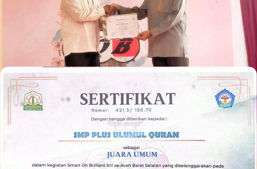  MUQ Aceh Selatan Konsisten Berprestasi, Kembali Raih Juara Umum SOB XIII 2026 Barat Selatan Aceh