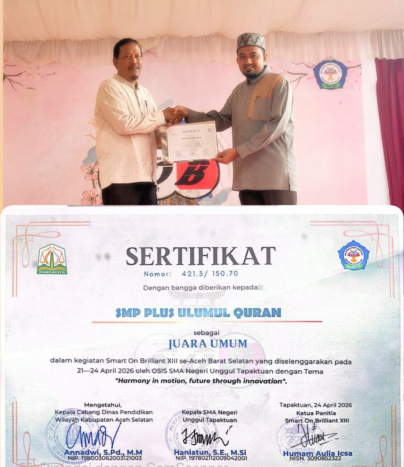 MUQ Aceh Selatan Konsisten Berprestasi, Kembali Raih Juara Umum SOB XIII 2026 Barat Selatan Aceh