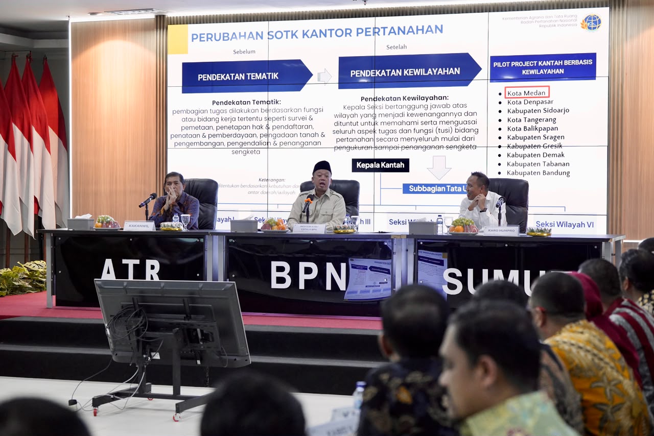 Pengarahan di Kanwil BPN Provinsi Sumatera Utara, Menteri Nusron Minta Jajaran Utamakan Kemudahan Layanan bagi Masyarakat